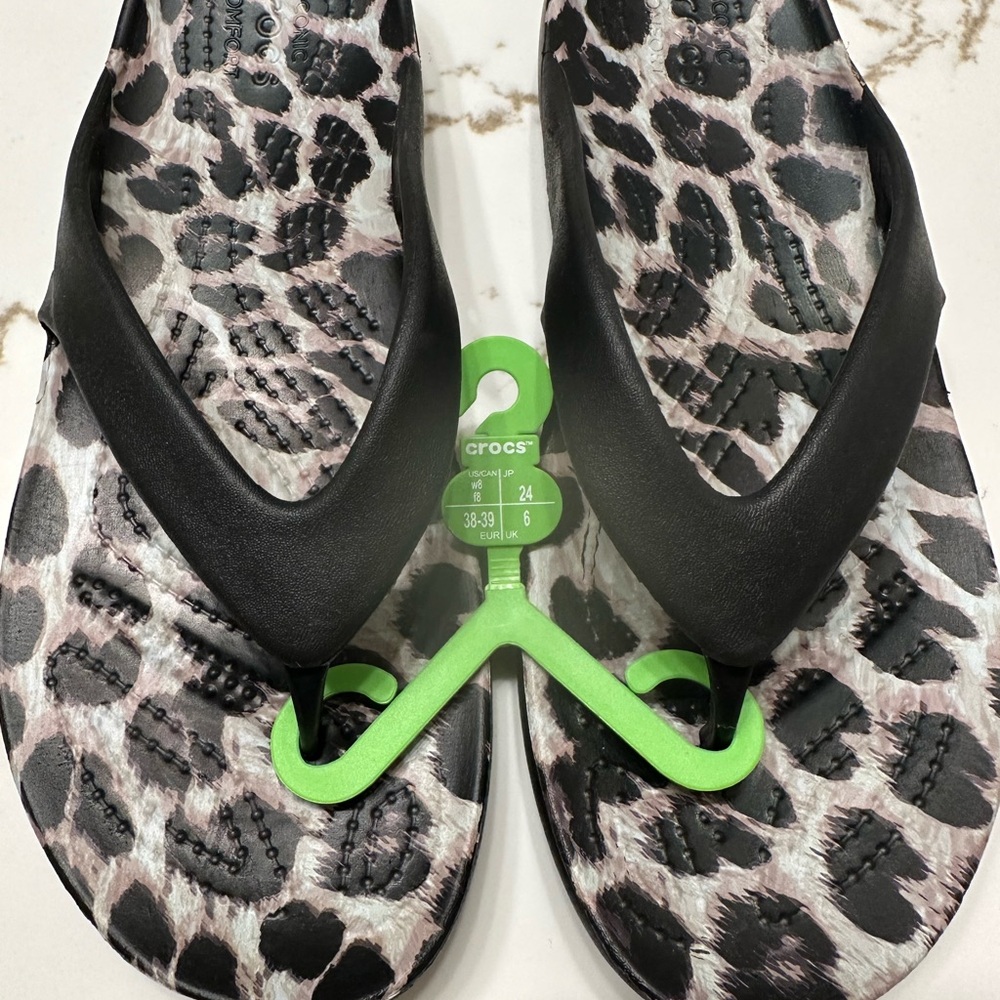 CROCS Black and Gray Leopard Print Women's Shoes